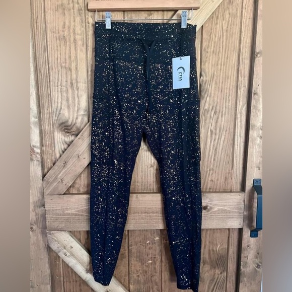 Zyia Stay Gold luxe drawstring leggings sz 6-8 - Picture 1 of 4